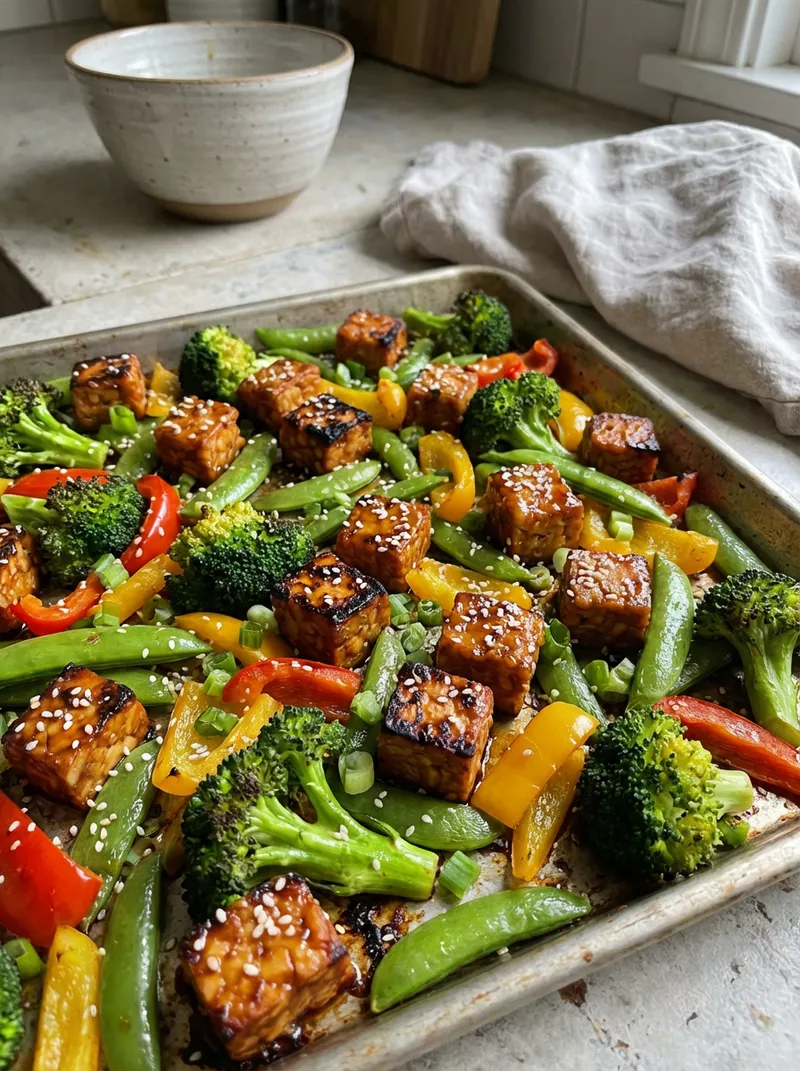 Sheet Pan Sesame Ginger Tempeh