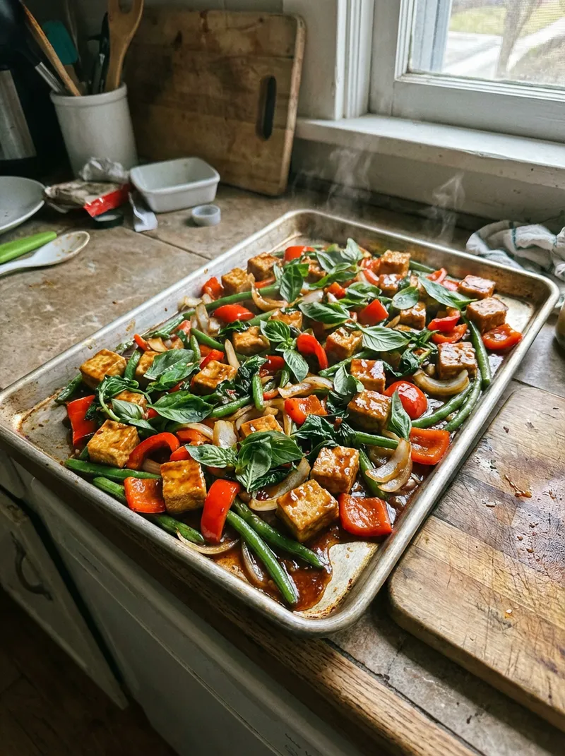 Sheet Pan Thai Basil Tofu