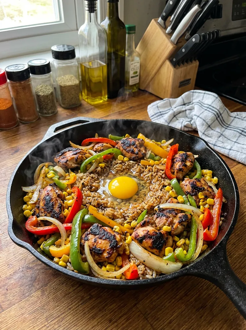 Smoky Chicken Pepper Rice Skillet