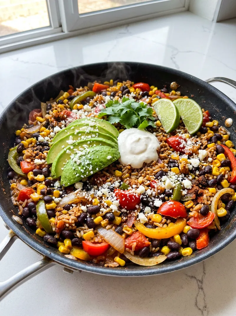 Smoky Chipotle Black Bean Brown Rice Skillet