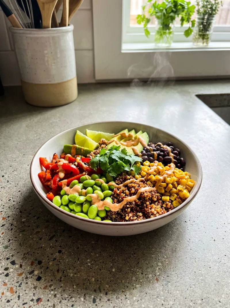 Smoky Chipotle Edamame Quinoa Bowls