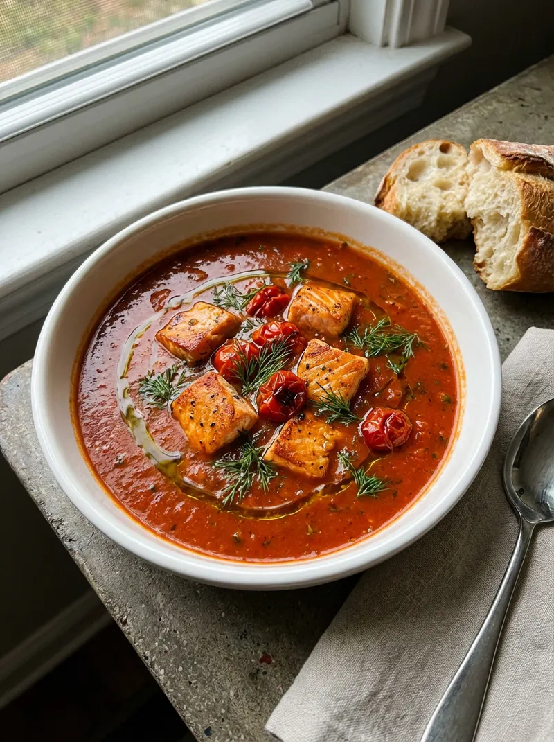 Smoky Tomato Salmon Soup