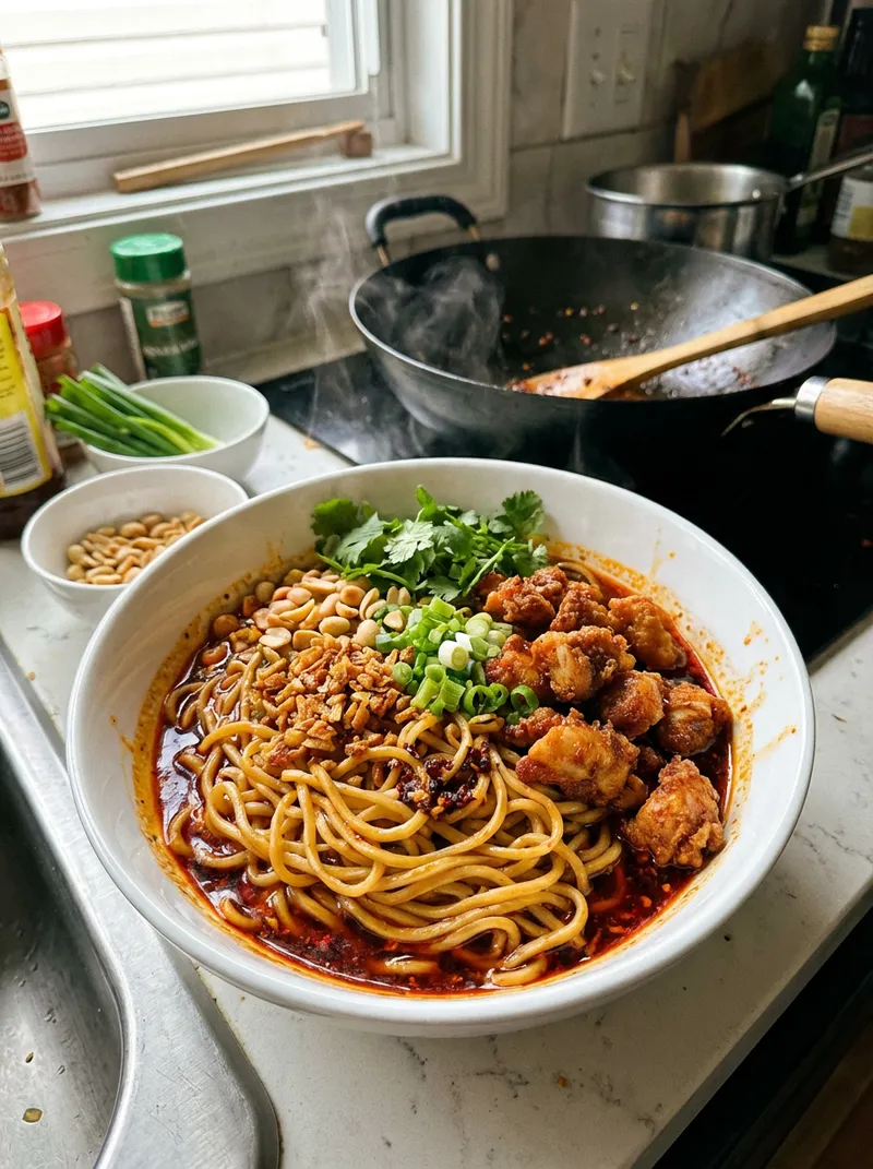 Spicy Garlic Chicken Noodles