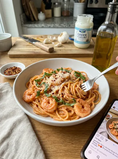 Spicy Shrimp Rosé Protein Pasta