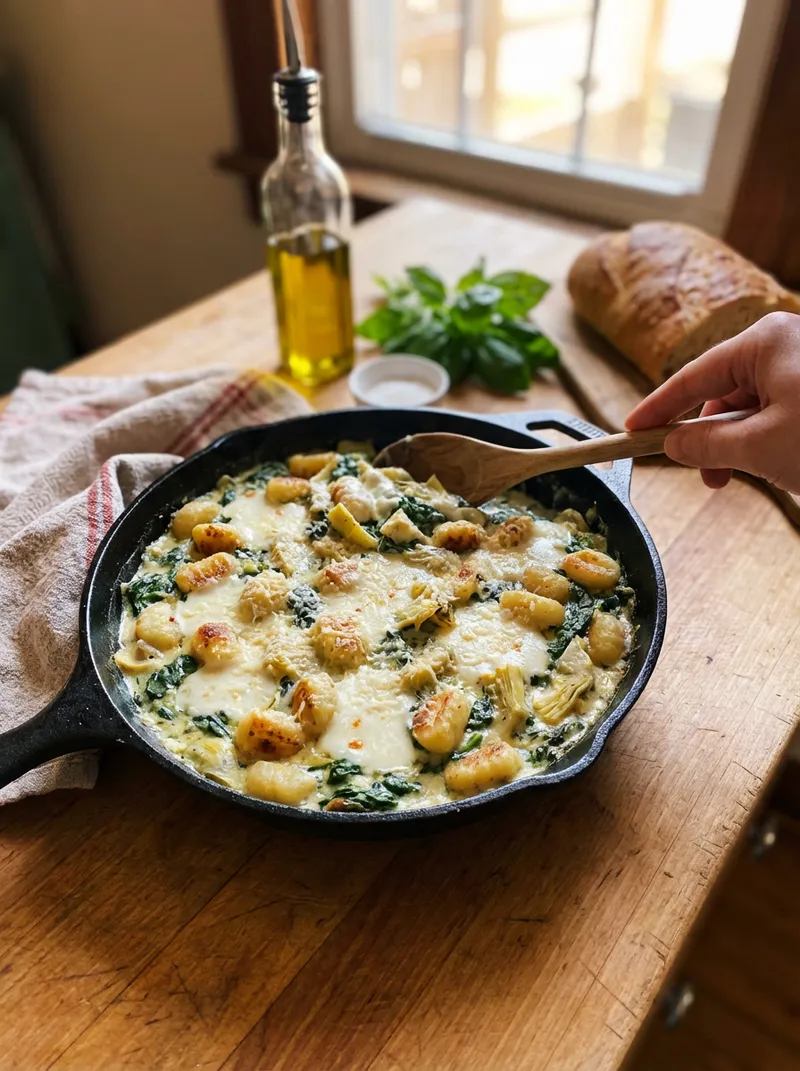 Spinach Artichoke Gnocchi Skillet