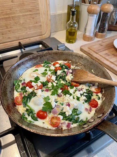 Spinach Feta Egg White Scramble