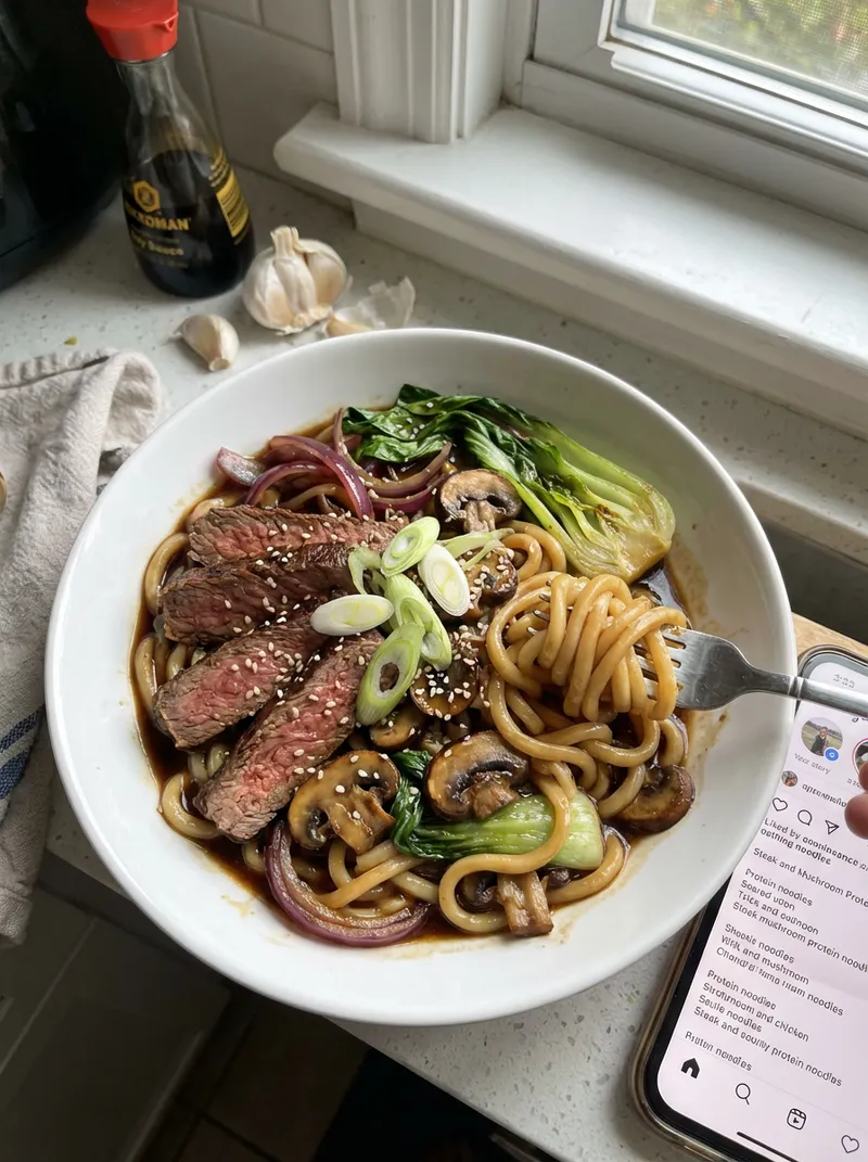 Steak and Mushroom Protein Noodles