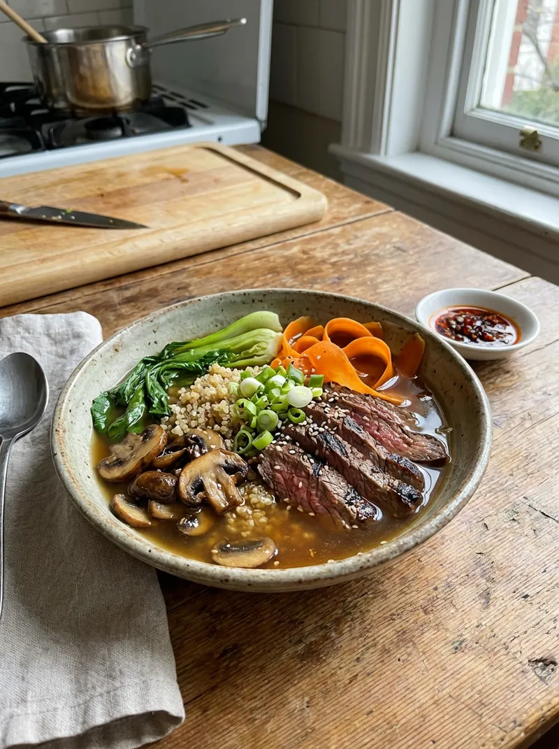 Steak and Vegetable Broth Bowl