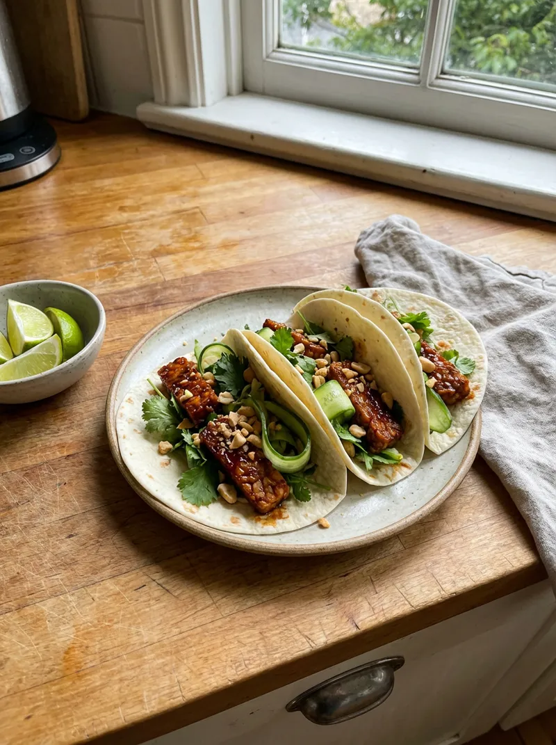 Sticky Chili Tempeh Wraps