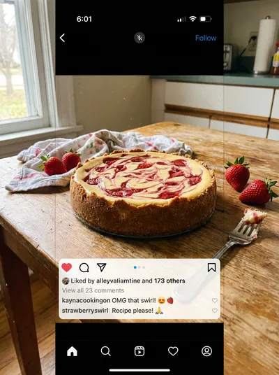 Strawberry Swirl Cheesecake