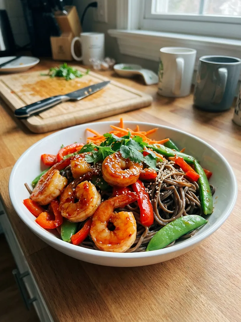 Sweet Chili Shrimp Soba Bowls