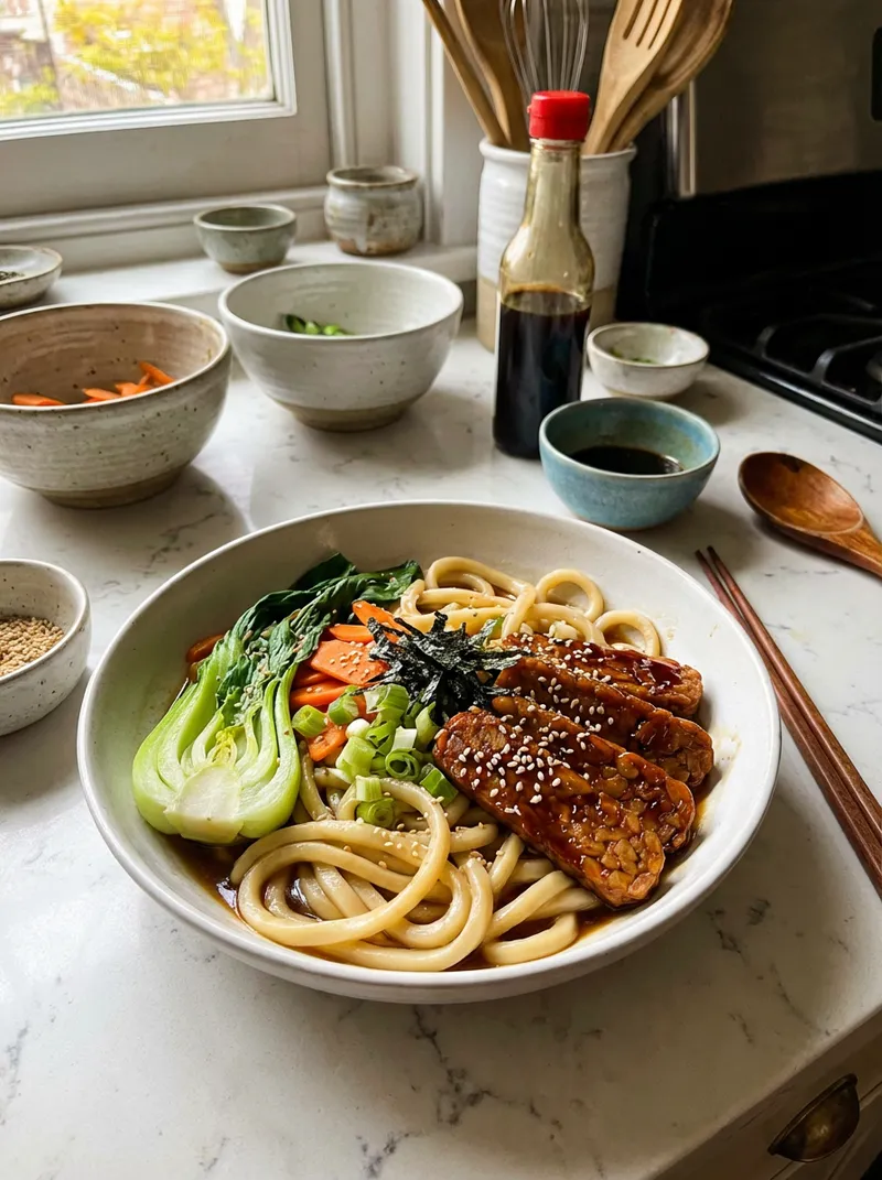 Teriyaki Tempeh Udon