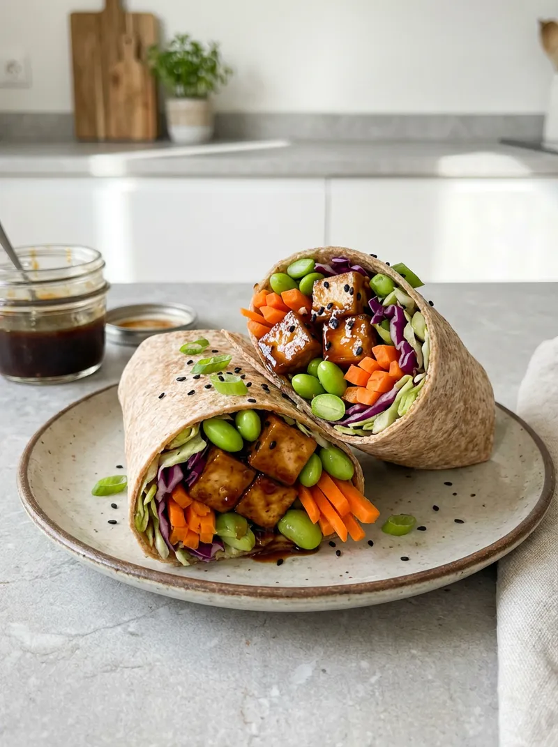 Teriyaki Tofu Edamame Wrap