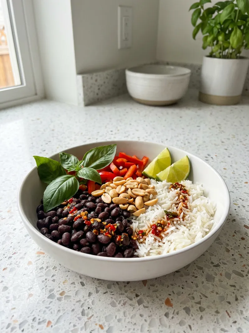Thai Basil Black Bean Basmati Rice Bowls