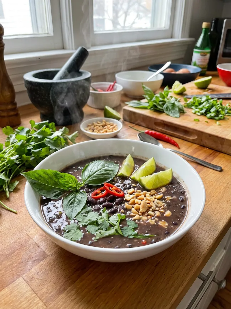 Thai Basil Black Bean Soup