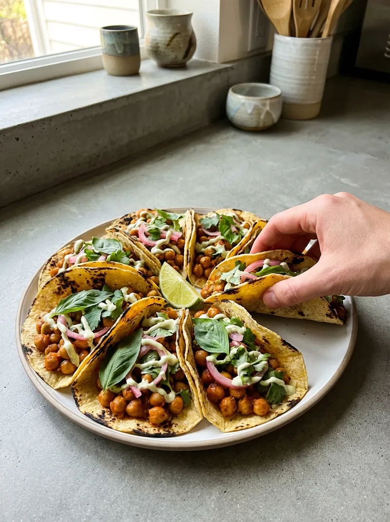 Thai Basil Chickpea Tacos