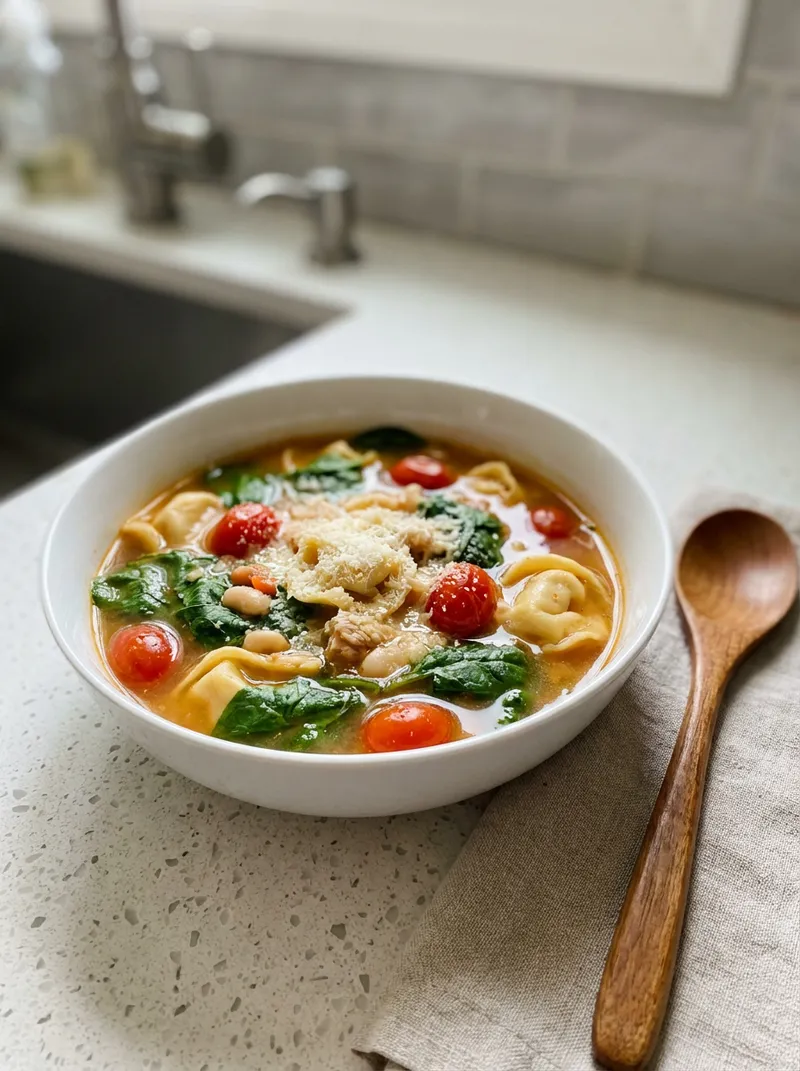 White Bean Chicken Tortellini Soup